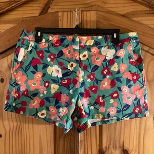 Elle Green and Pink Bermuda Shorts Vibrant Floral Design